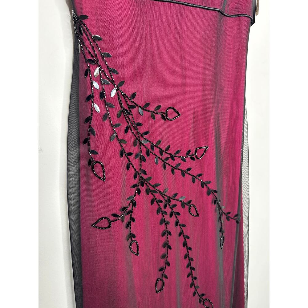 2010s Adrianna Papell Evening Burgundy Ombre Beaded Formal Gown & Shawl NWT 6 - Picture 8 of 12